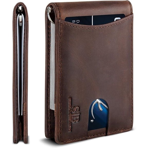 Serman Brands RFID Leather Slim Wallet with Money Clip