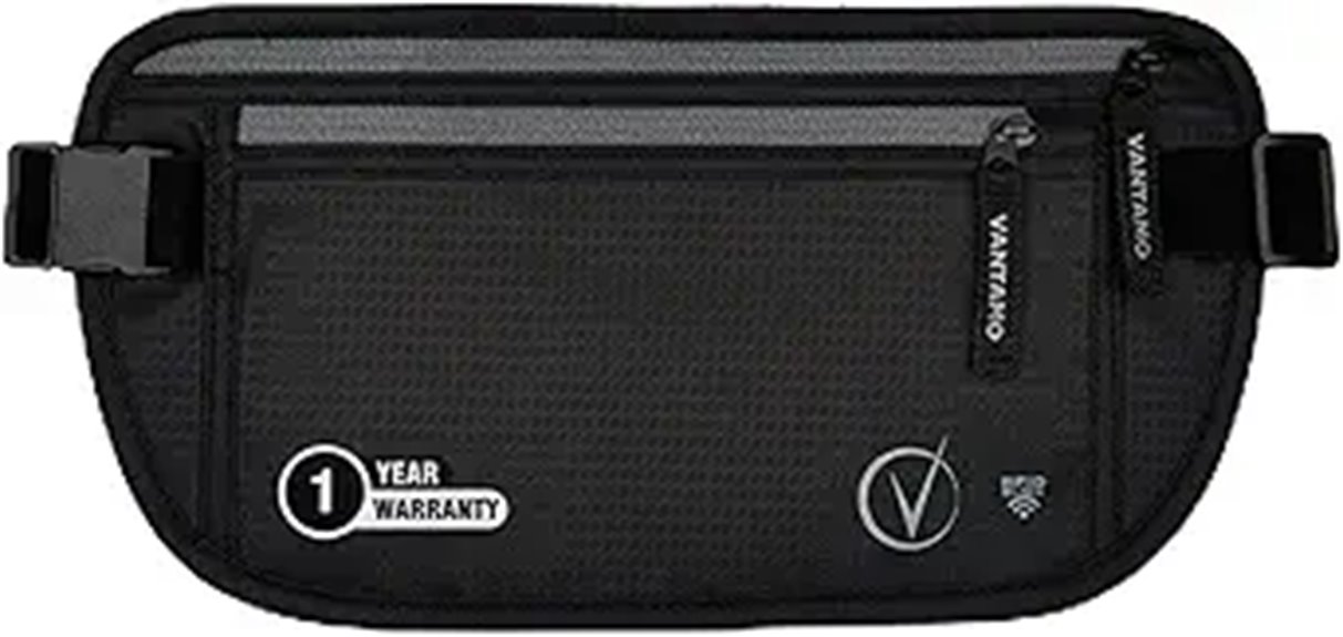 Vantamo RFID Travel Money Belt with Hidden Passport Holder