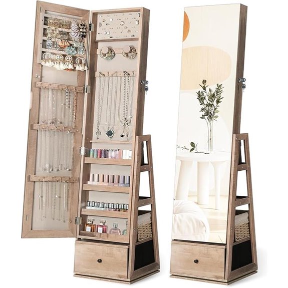Nicetree 360° Swivel Jewelry Cabinet with Mirror