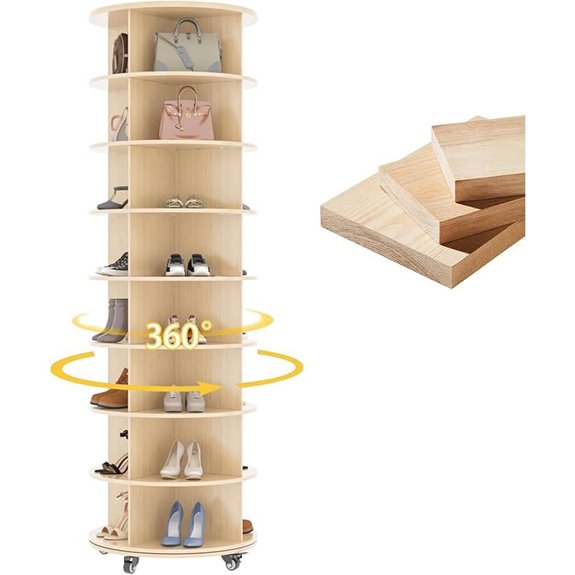8-Tier Rotating Shoe Rack with Casters