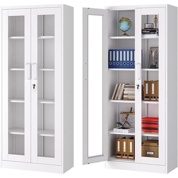 Locking Glass Storage Cabinet with Shelves