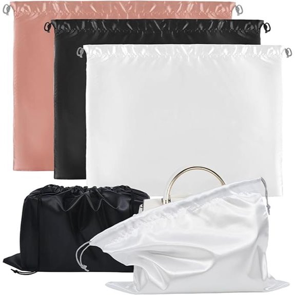 3 Pack Silk Purse Dust Bags with Drawstrings