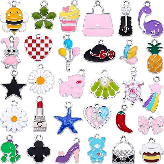 30-Pack Silver Enamel Charms for Jewelry and Accessories