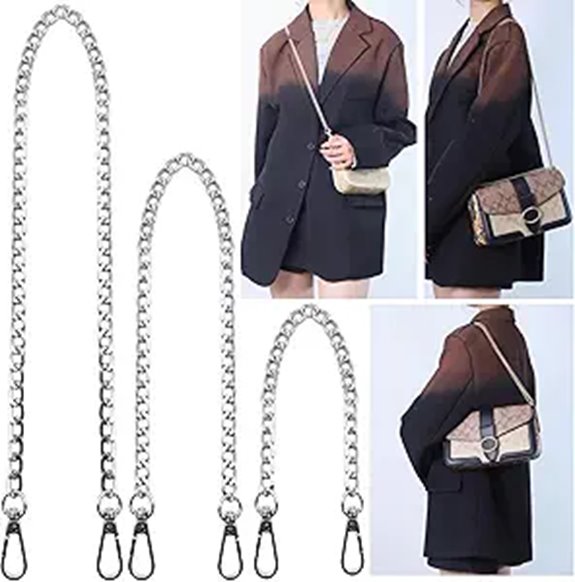 Hongbaite 3 Pack Silver Metal Purse Chain Set