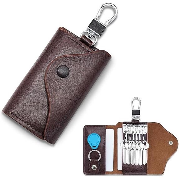 Large Capacity Leather Key Holder with 6 Hooks