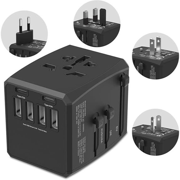 Universal Travel Adapter with 6 Ports and AC Outlet