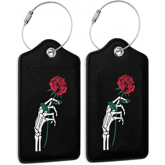 Skeleton Hand Travel Luggage Tags with Steel Loop (2 Pack)