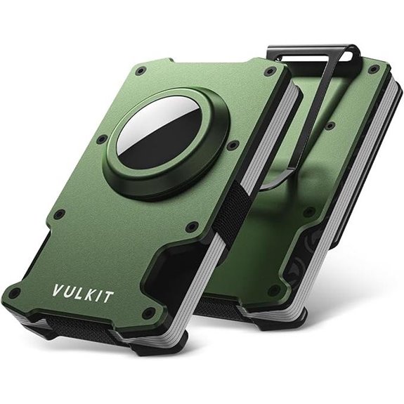 VULKIT Slim RFID Wallet with AirTag Holder Army Green