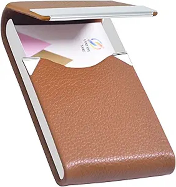 Slim PU Leather Business Card Holder with Magnetic Closure