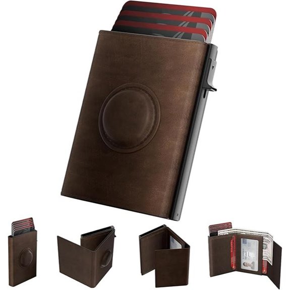 Mens Slim Leather Wallet with AirTag Holder