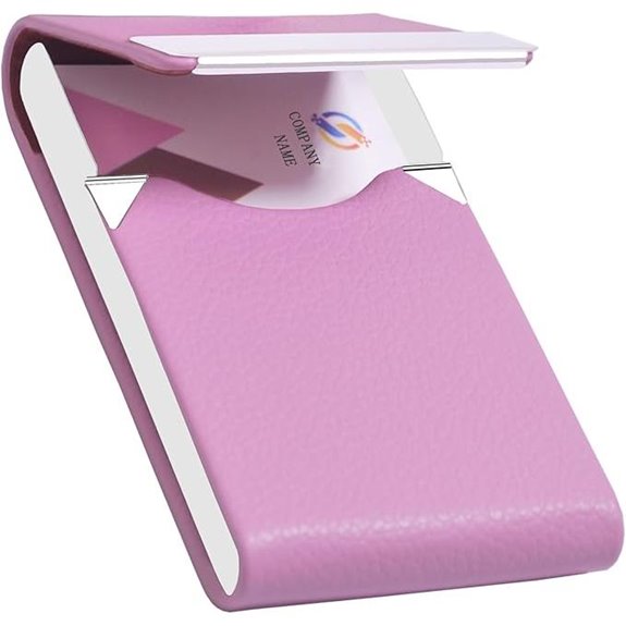 Slim PU Leather Business Card Holder with Magnet