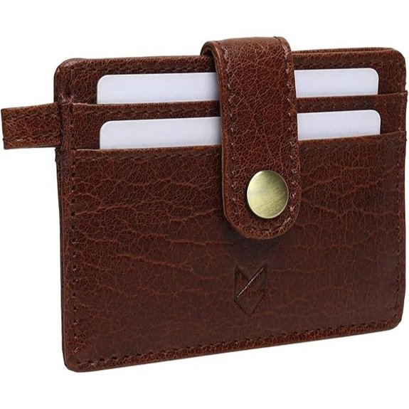 FOXHACKLE Slim Leather RFID Card Holder with Key Ring