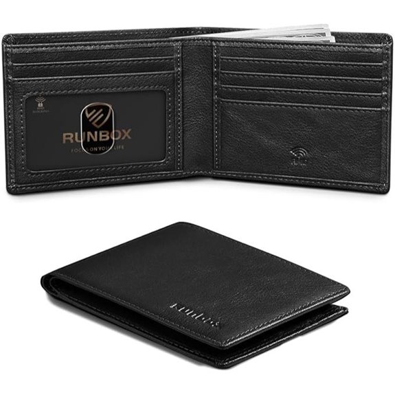 RUNBOX Slim Leather RFID Bifold Wallet for Men