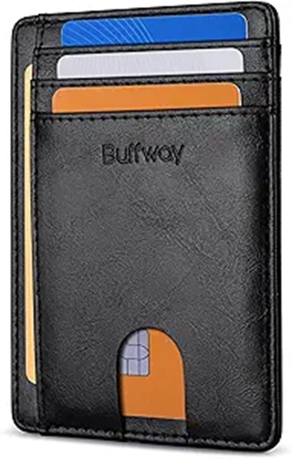 Buffway Slim RFID Leather Wallet for Men & Women