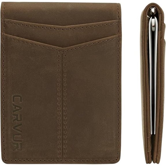 Slim RFID Leather Wallet with Money Clip for Men
