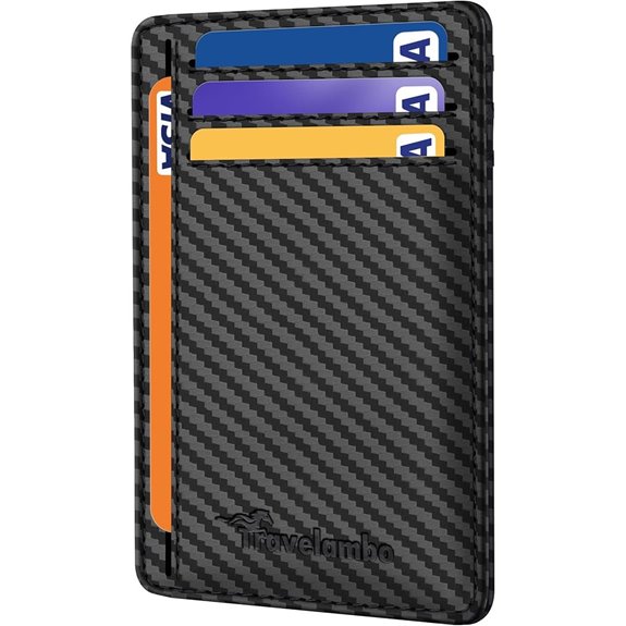Travelambo Slim Leather RFID Wallet with Carbon Fiber