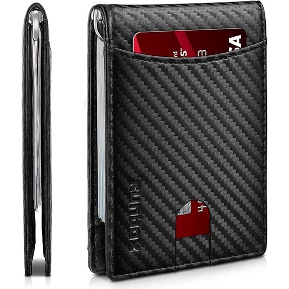 RUNBOX Slim RFID Leather Wallet with Money Clip