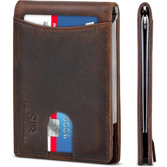 SERMAN RFID Blocking Slim Leather Wallet with Money Clip