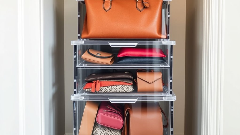 small closet handbag organization
