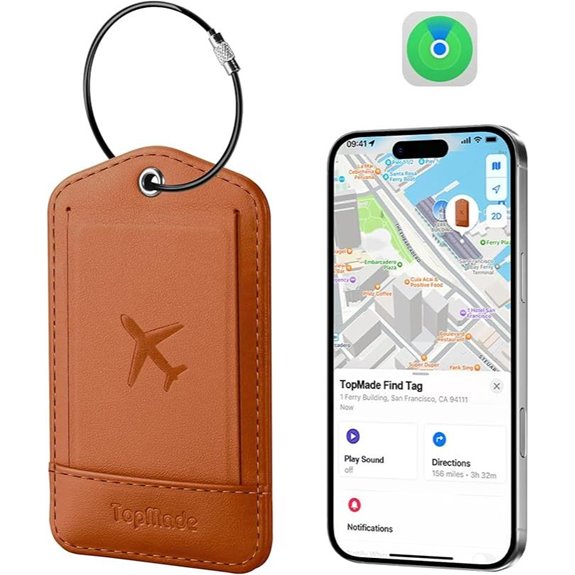 TopMade Smart Leather Luggage Tag with Find My