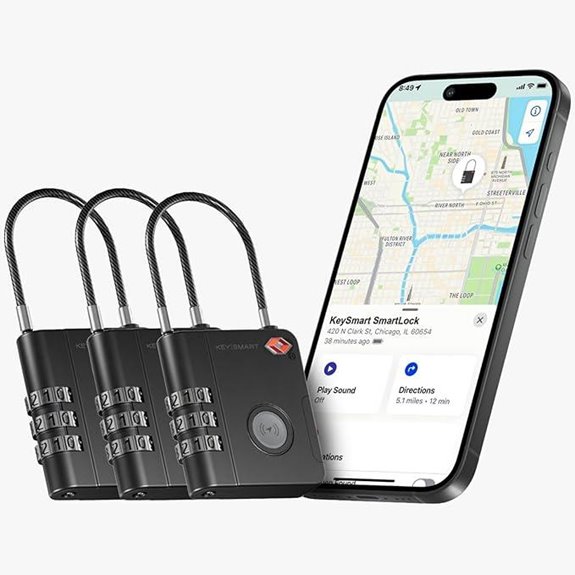 KeySmart SmartLock Tracking Luggage Locks (3 Pack)