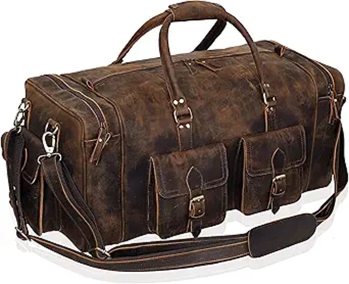 Large Leather Travel Duffel Bag for Men