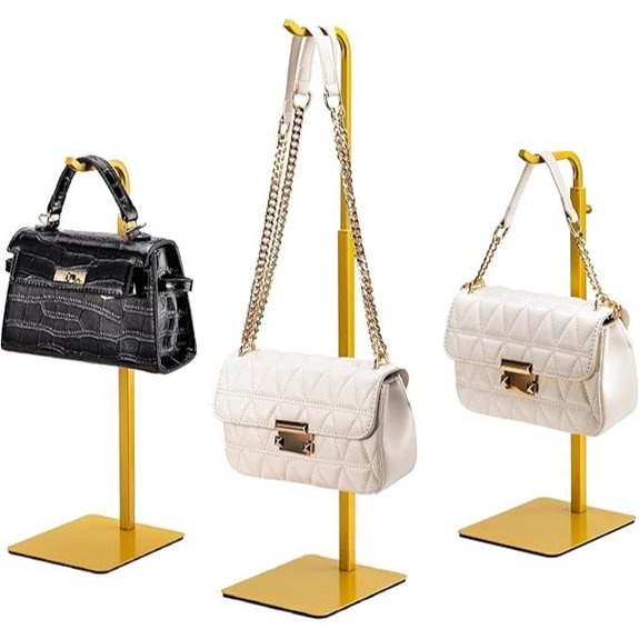 3 Pack Purse Display Stand with Adjustable Hooks