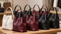 top pebbled leather bucket bags