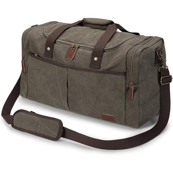 S-ZONE Canvas Duffel Bag for Travel with Shoes Compartment