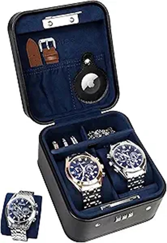 KAMIER Travel Watch Case with Lock and Jewelry Organizer