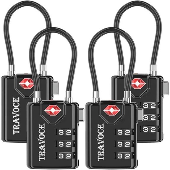 TSA Approved Lock Set for Travel & Gym (4 Pack)