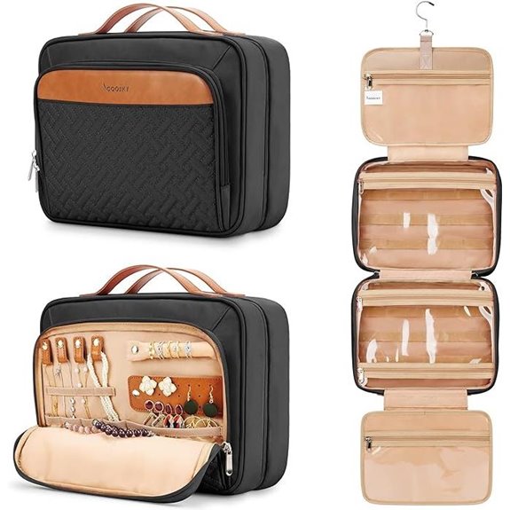 Travel Hanging Toiletry Bag with Jewelry Organizer
