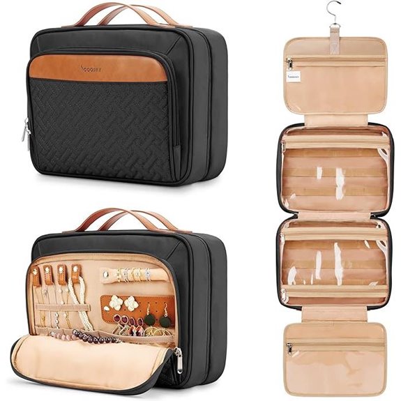 Travel Hanging Toiletry Bag with Jewelry Organizer