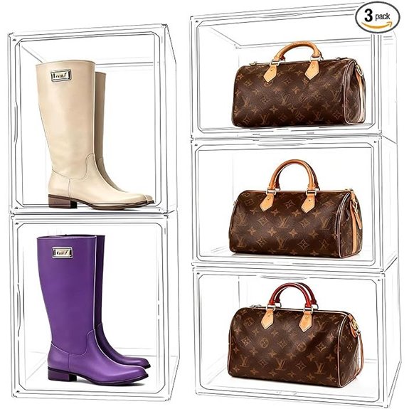 3-Pack XXX-Large Acrylic Purse Organizer with Lid