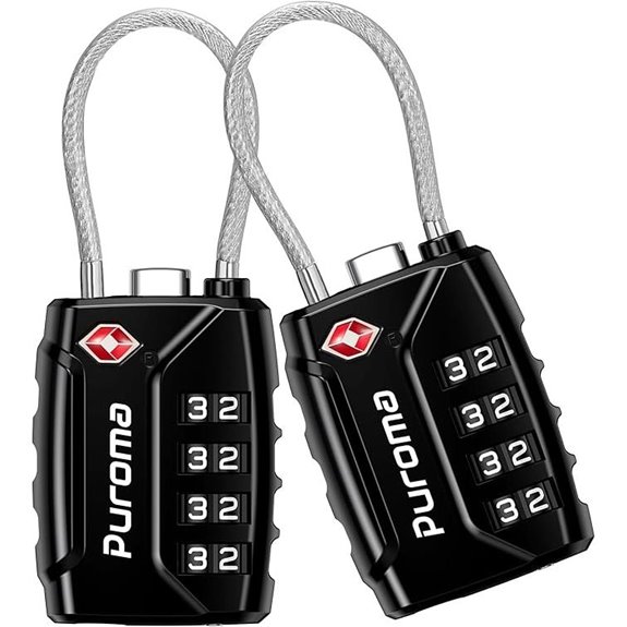 Puroma 2 Pack TSA Travel Luggage Locks Black