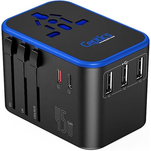 Ceptics Universal Travel Adapter with USB-C and Power