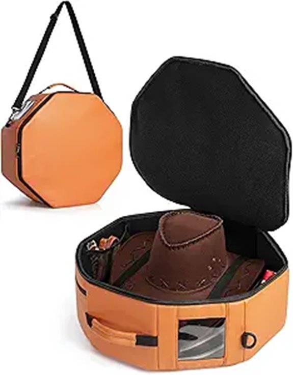 Vegan Leather Hat Box for Cowboy Hats with Strap
