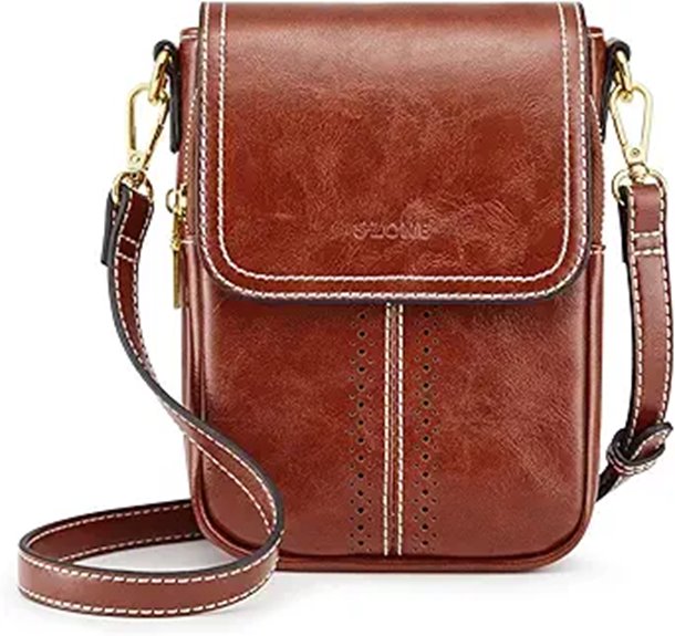 S-ZONE Vegan Leather Crossbody Bag with Card Slots