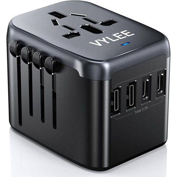 VYLEE 5-in-1 Universal Travel Power Adapter