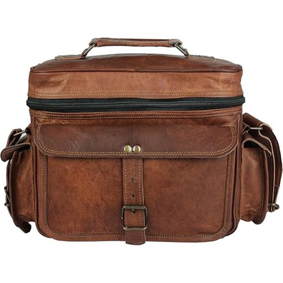 Vintage Leather Camera Messenger Bag for DSLR