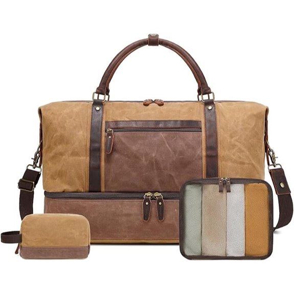 Vintage Leather Duffle Bag with Shoe & Packing Cubes