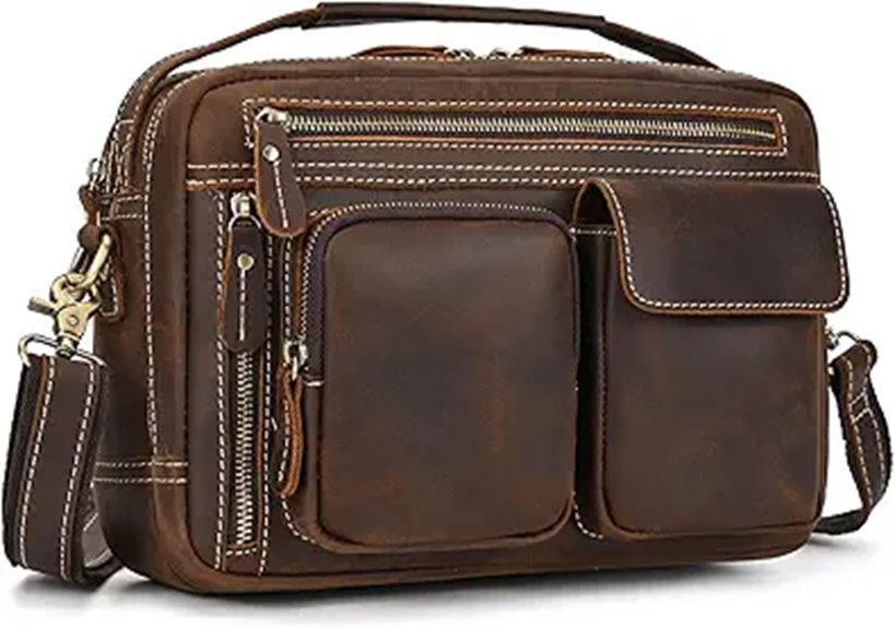Vintage Leather Messenger Shoulder Bag for Men