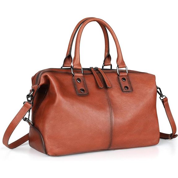 Vintage Leather Tote Bag for Women with Laptop Space