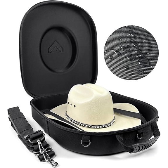 Foeran Waterproof Cowboy Hat Travel Case (Large Black)