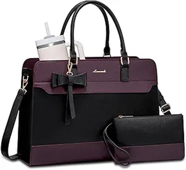 LOVEVOOK Waterproof Leather Laptop Tote for Women