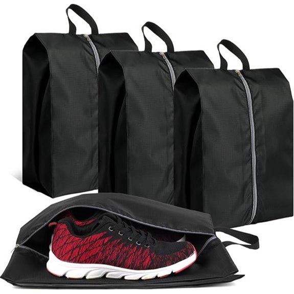 Travel Shoe Bags Set of 4 Waterproof with Zippers