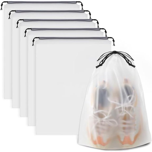 Waterproof Drawstring Shoe Bags for Travel (5 Pack)