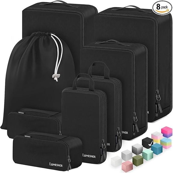8-Piece Waterproof Travel Packing Cubes Set