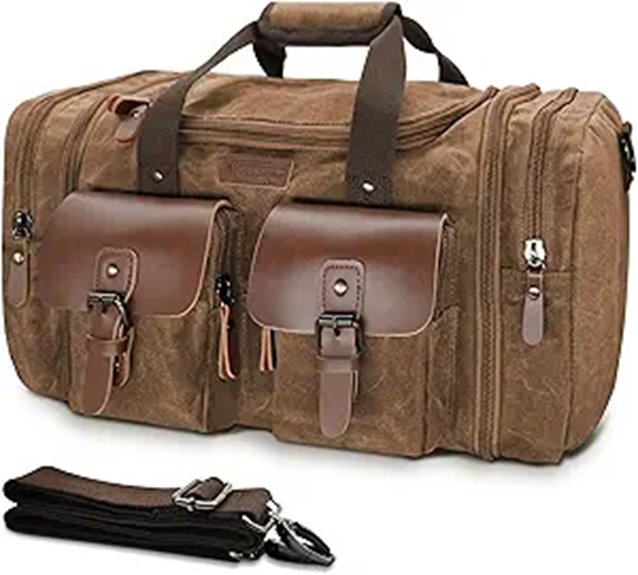 Wildroad Waxed Canvas Leather Waterproof Duffle Bag
