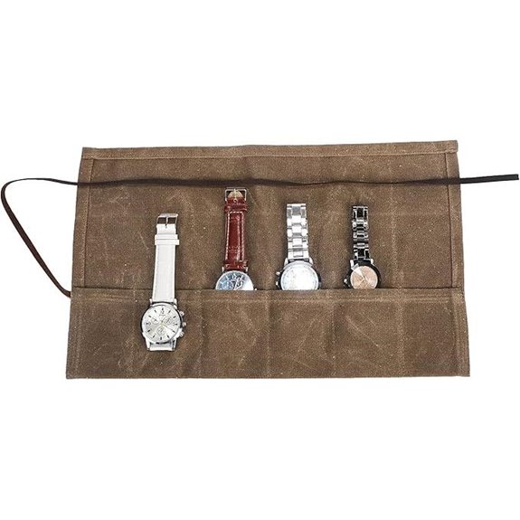 Waxed Canvas Watch Roll Organizer for Travel and Gifts